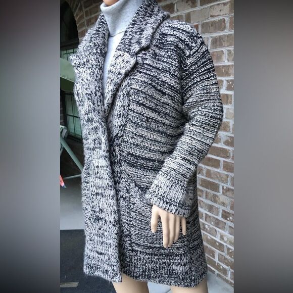 ZARA KNITS Oversized Chunky Knit Cardigan Sweater Ecru Black 3859/131 Sz Small - Picture 6 of 14